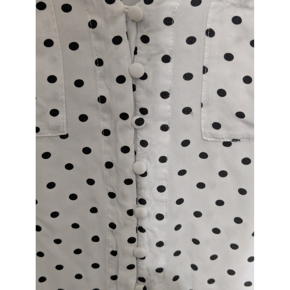Velvet Heart Womens XL Polka Dot Button Down Blouse White Black Long Sleeve Top - Picture 3 of 6